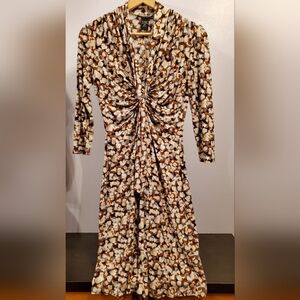 New York and Company Geometric Pattern Twist Front Stretch Midi Dress Women's XS
